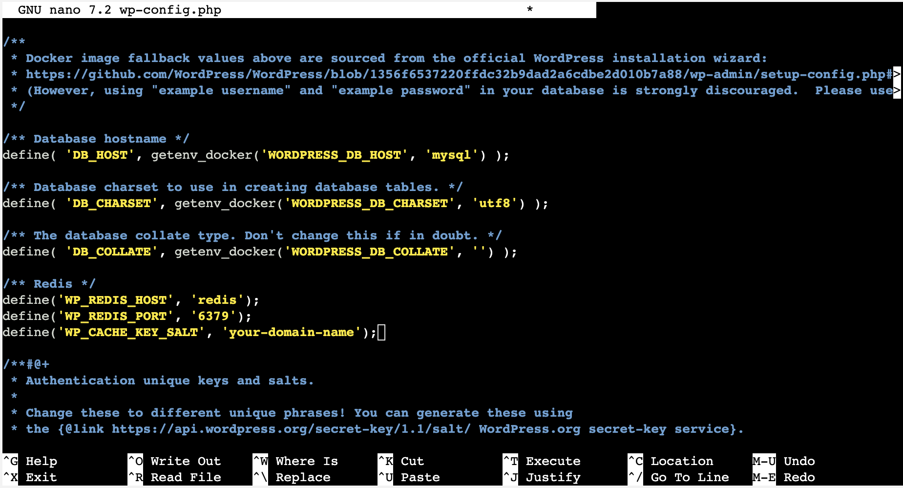 WordPress wp-config.php with Redis Object Cache