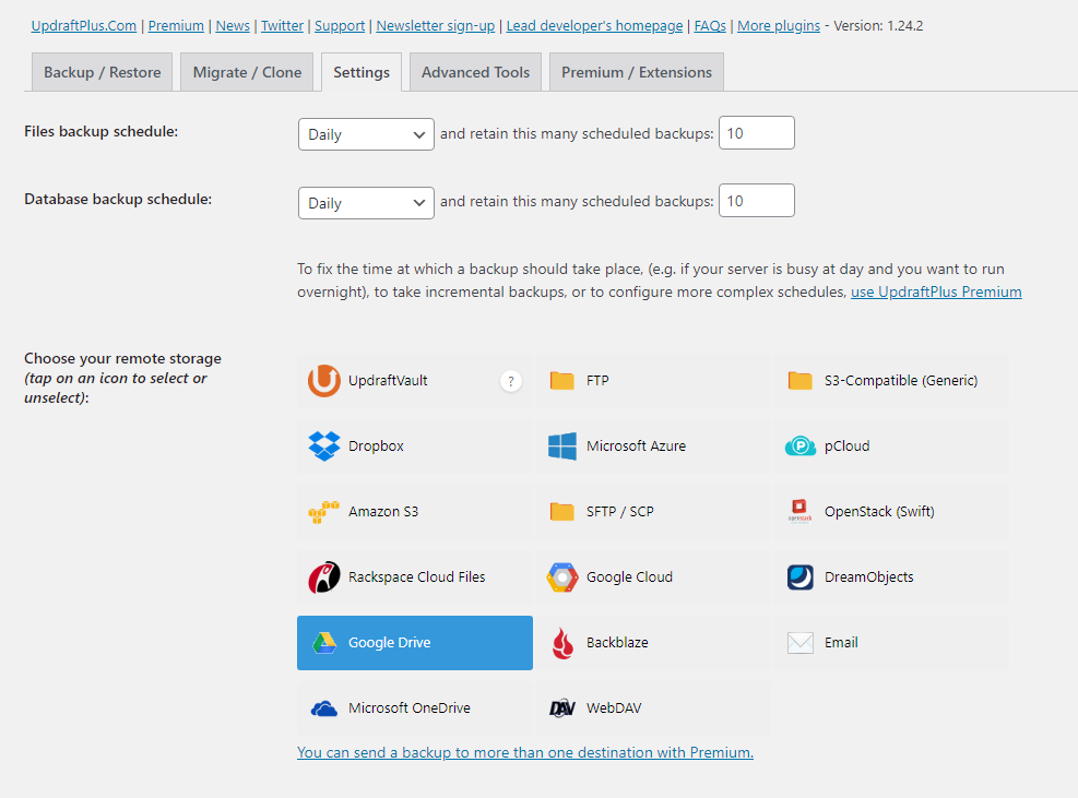 Backup WordPress Site to Cloud Storage Drives